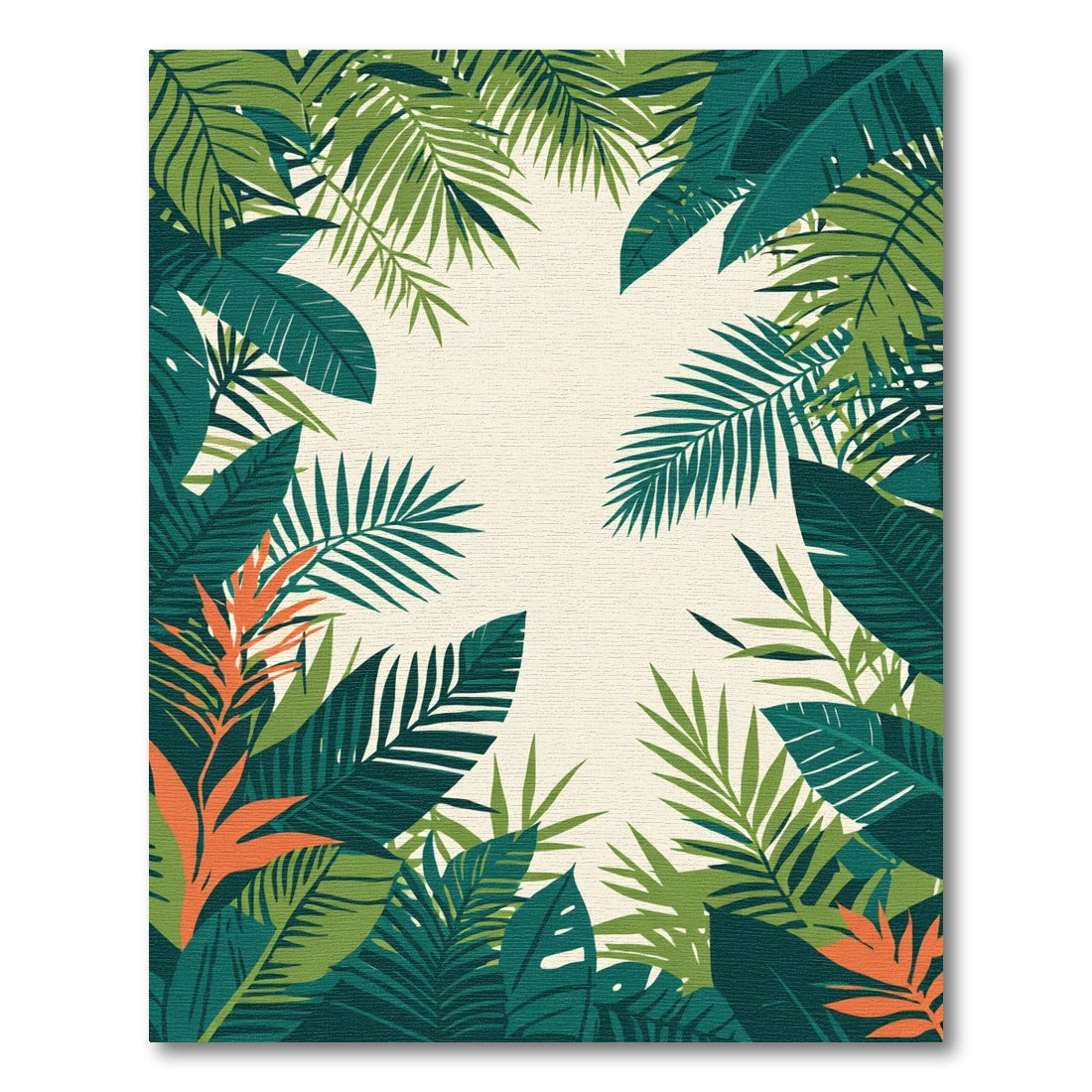 Emerald Green Tropical Leaf Border Rug