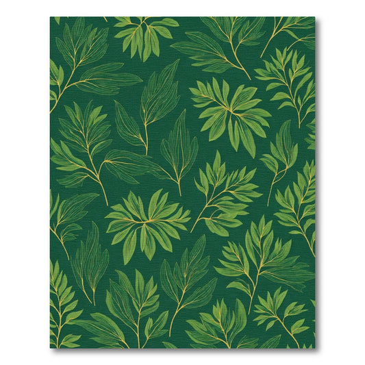 Emerald Green Botanical Leaf Design Rug