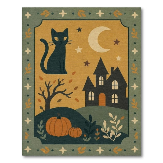 Halloween Black Cat Pumpkin Kids Cartoon Area Rug