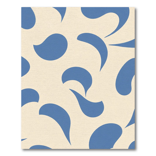 Modern Blue Organic Swirl Cream Rug