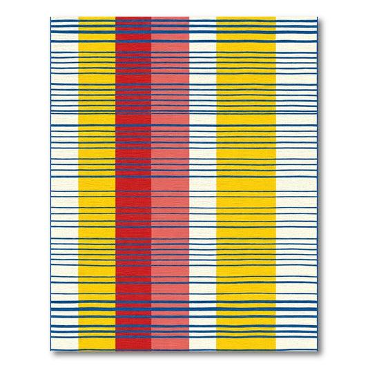 Bold Yellow Red Blue Stripe Rug