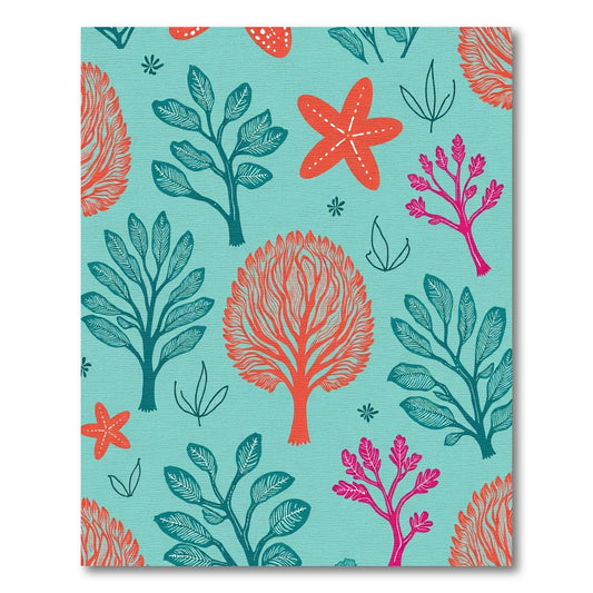 Oceanic Coral Starfish Botanical Scene Rug