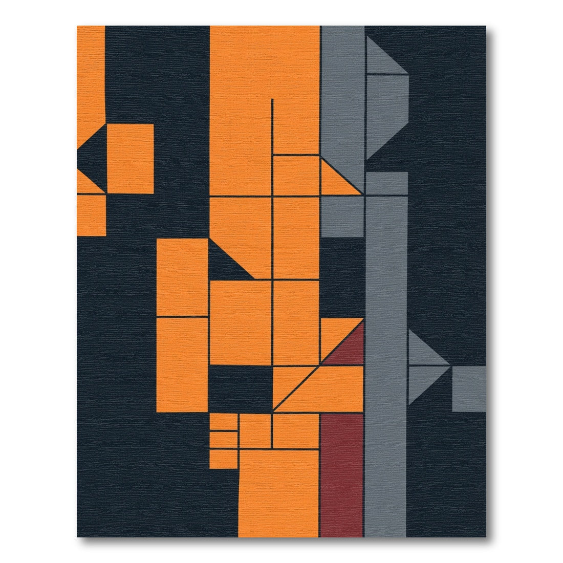Modern Geometric Orange Gray Block Rug