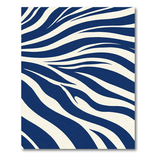 Deep Blue Cream Zebra Swirl Rug