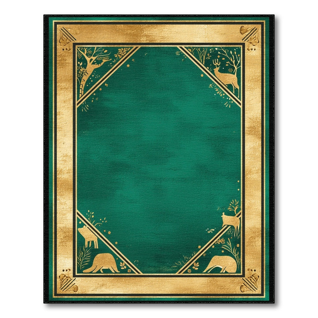 Green Woodland Wildlife Area Rug