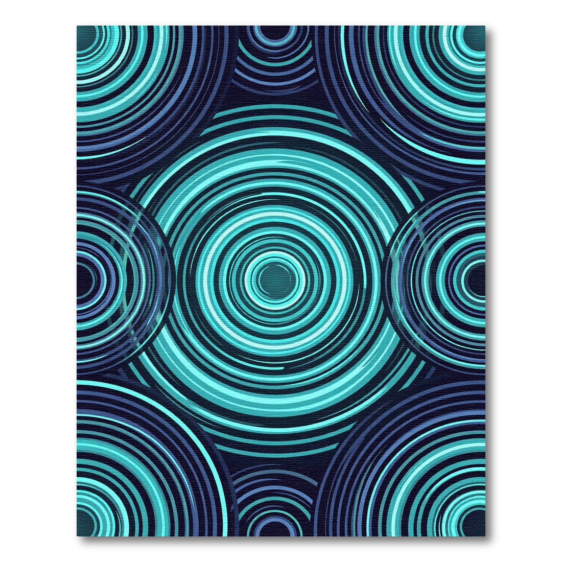Aqua Blue Concentric Circle Array Rug