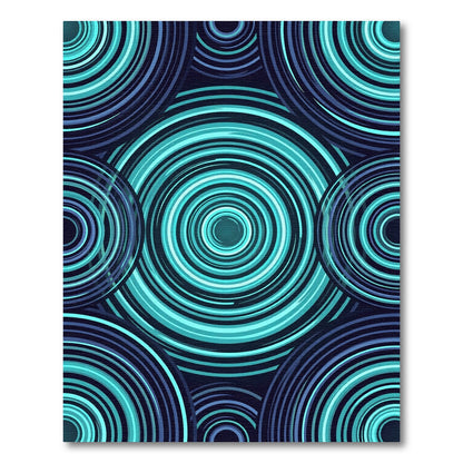 Aqua Blue Concentric Circle Array Rug