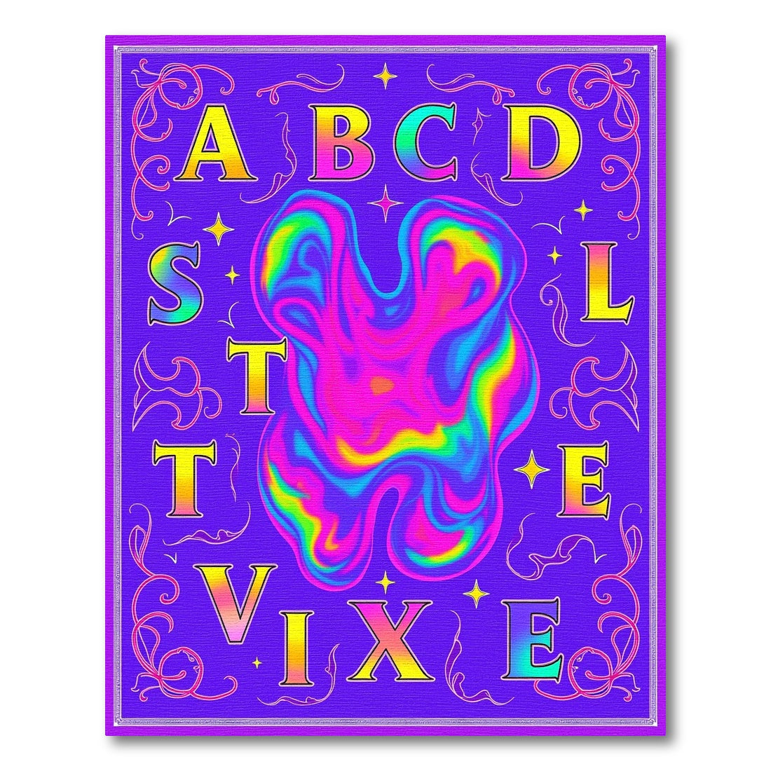 Psychedelic Alphabet Liquid Swirl Rug