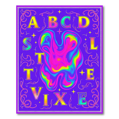 Psychedelic Alphabet Liquid Swirl Rug