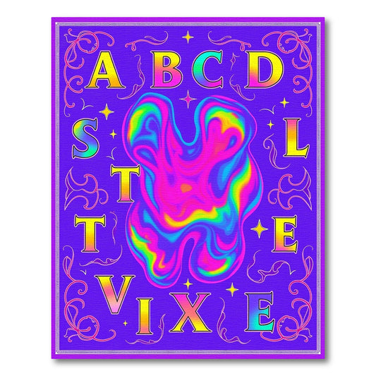 Psychedelic Alphabet Liquid Swirl Rug