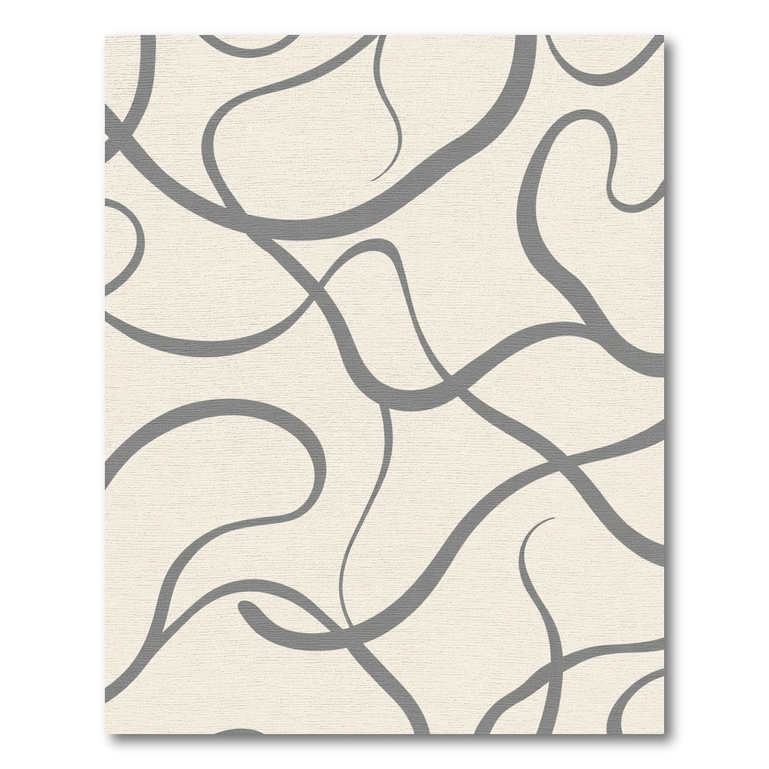 Cream Gray Flowing Swirl Abstract Rug