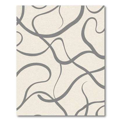 Cream Gray Flowing Swirl Abstract Rug