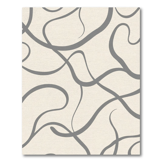 Cream Gray Flowing Swirl Abstract Rug