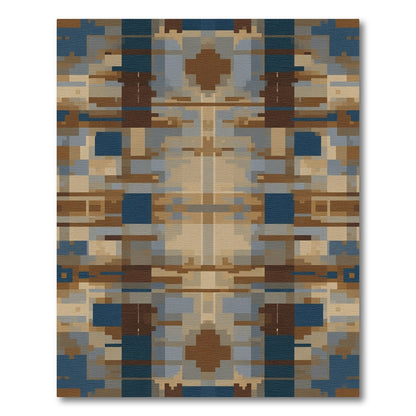 Earthy Khaki Geometric Horizon Lines Rug