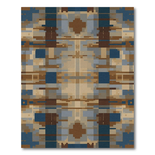 Earthy Khaki Geometric Horizon Lines Rug