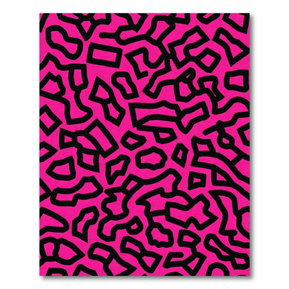 Hot Pink Black Abstract Jagged Shapes Rug