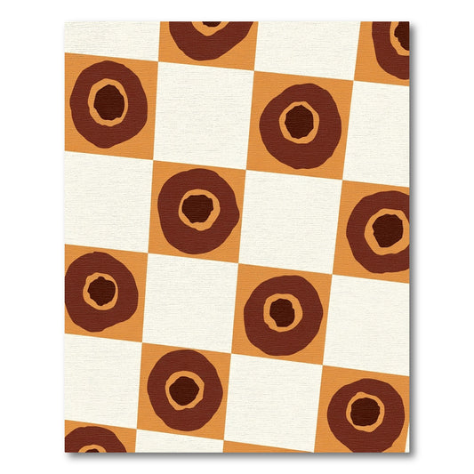 Checkerboard Brown Round Alternating Rug