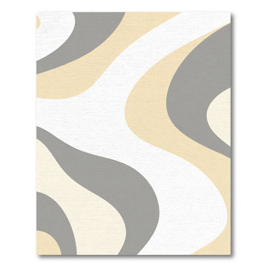 Cream Gray Wavy Abstract Rug