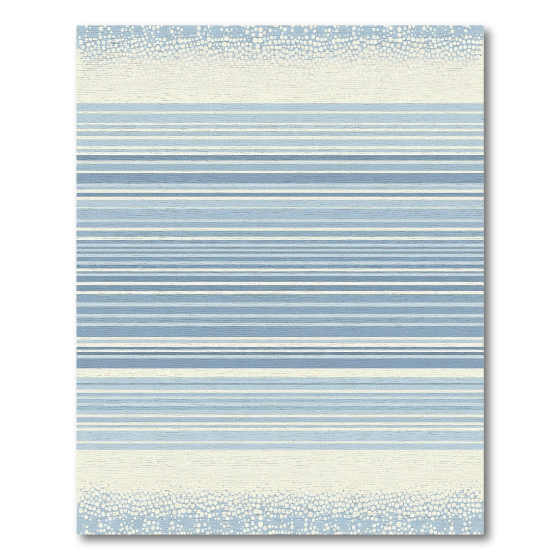 Pale Blue White Textured Stripe Rug
