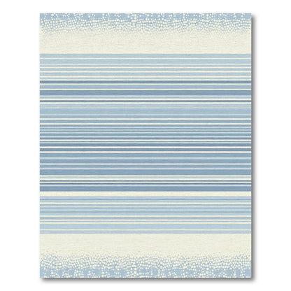 Pale Blue White Textured Stripe Rug