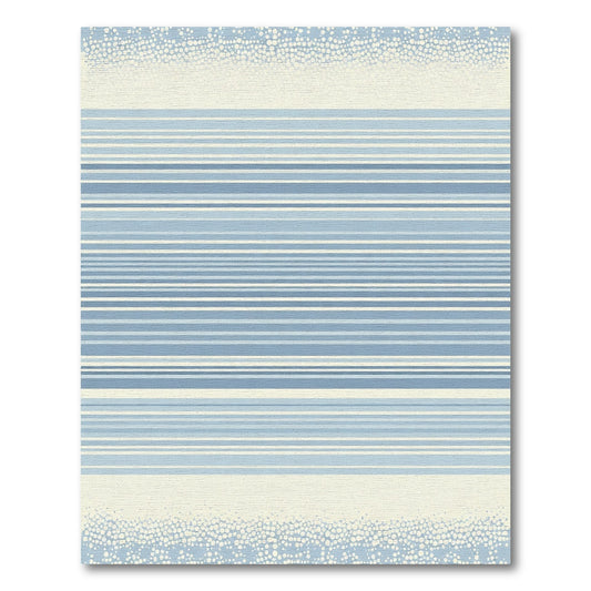 Pale Blue White Textured Stripe Rug