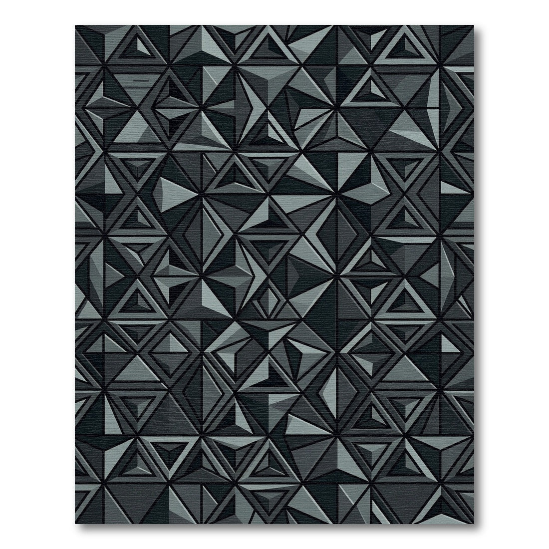 Geometrical Gray Faceted Composition Rug