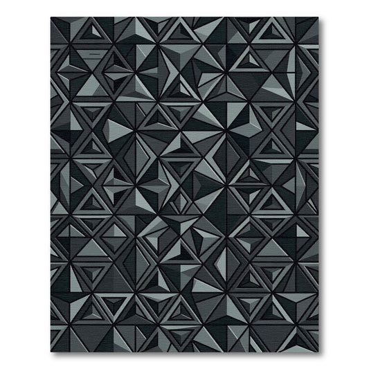 Geometrical Gray Faceted Composition Rug
