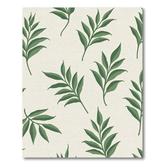 Green Leafy Branches on Cream Field Rug