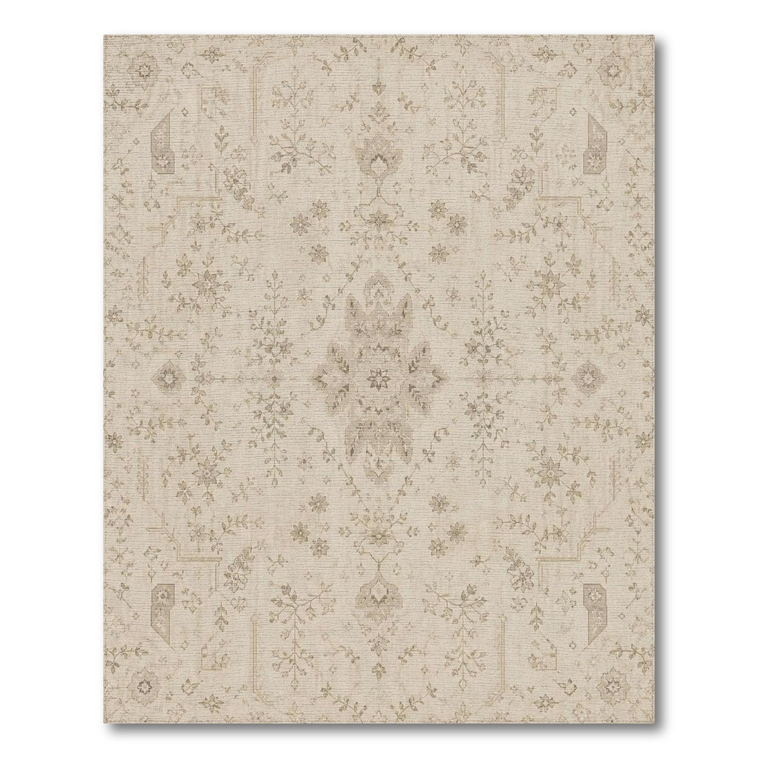 Beige and Neutral Beige Traditional Persian Area Rug