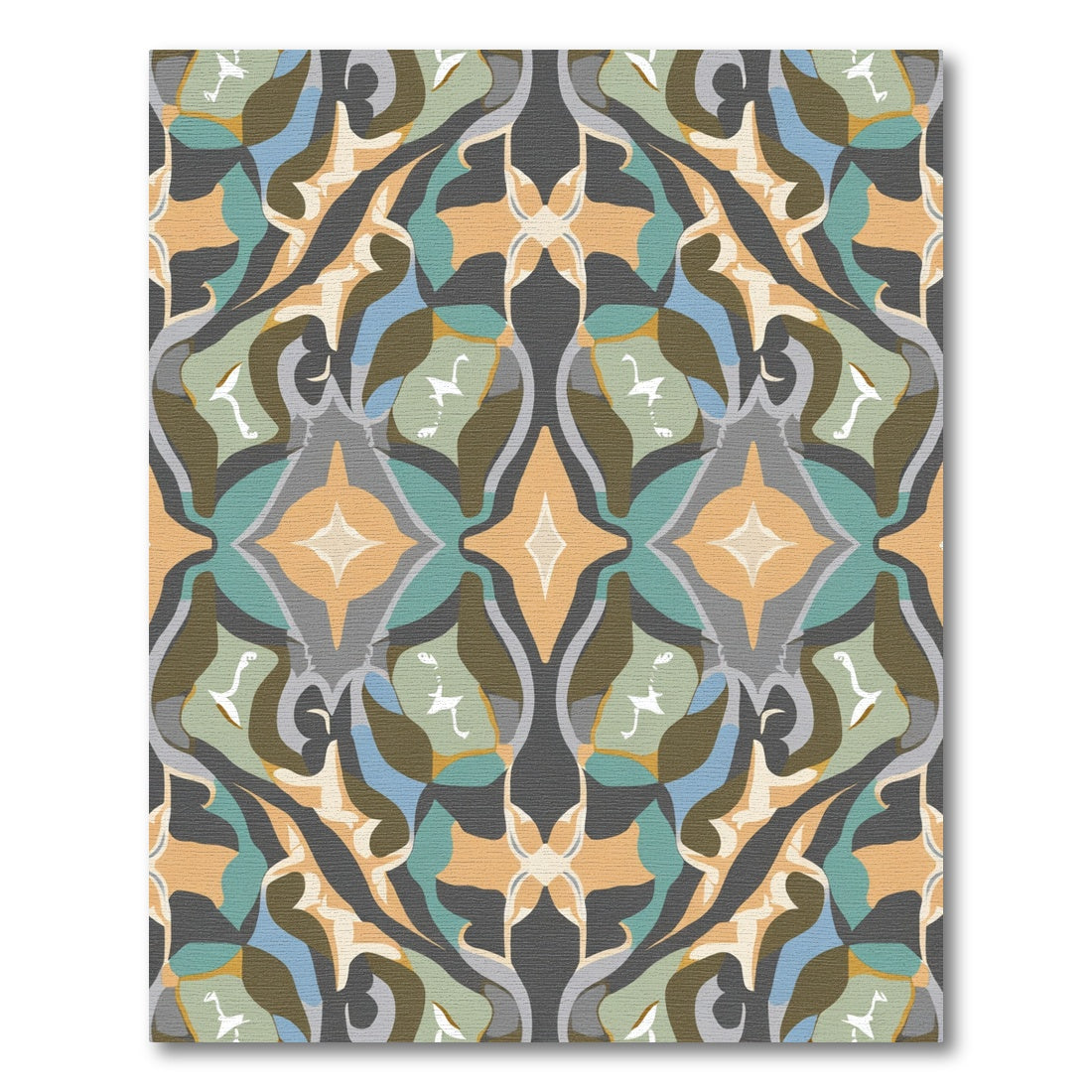 Retro Abstract Teal Orange Motif Rug