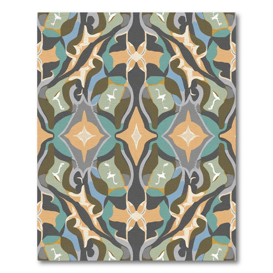 Retro Abstract Teal Orange Motif Rug