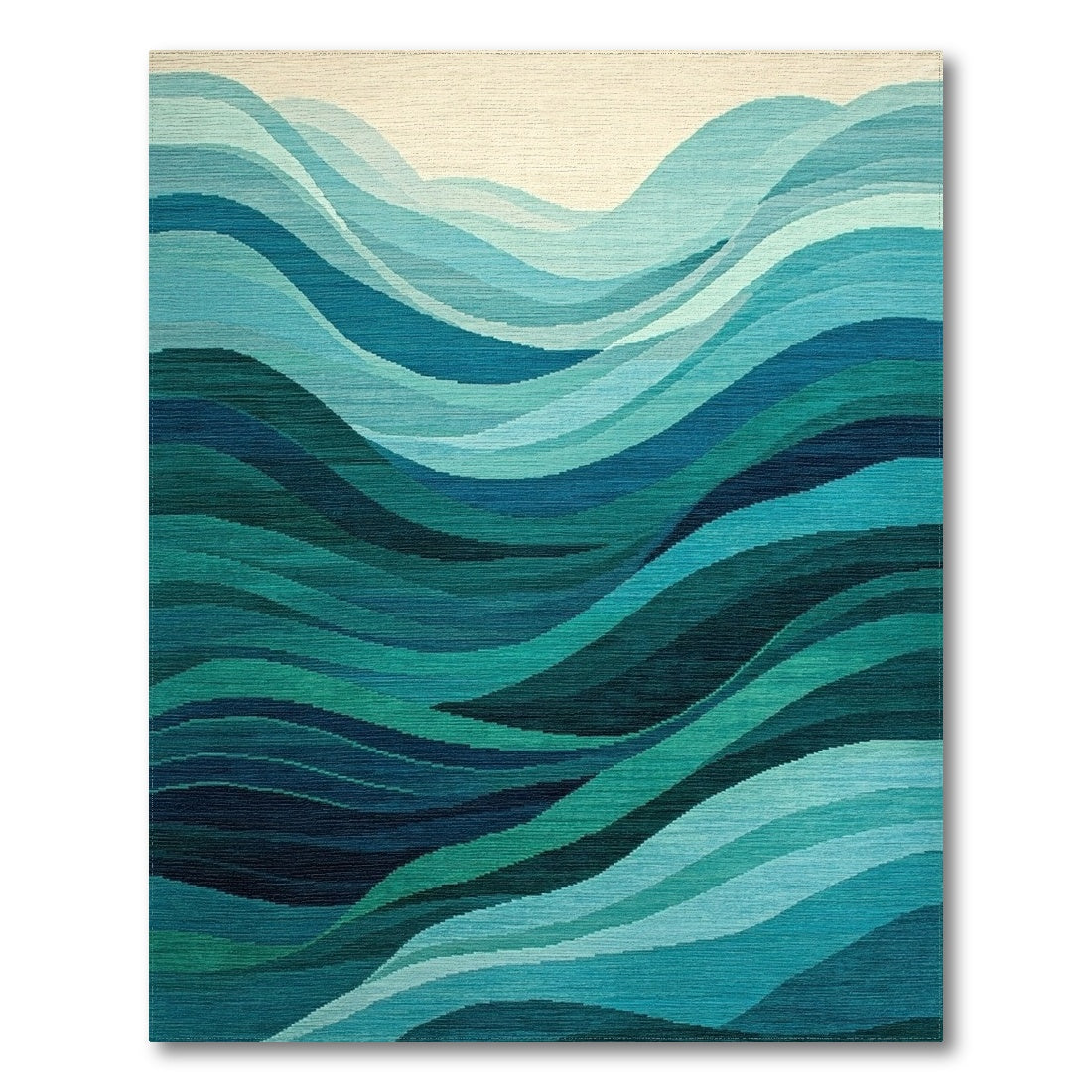 Teal Layered Waves Rug