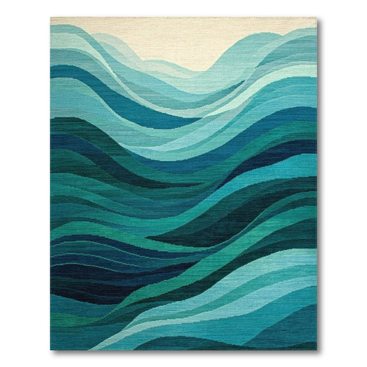 Teal Layered Waves Rug