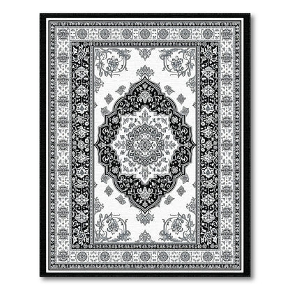 Black White Persian Medallion No. 6 Area Rug