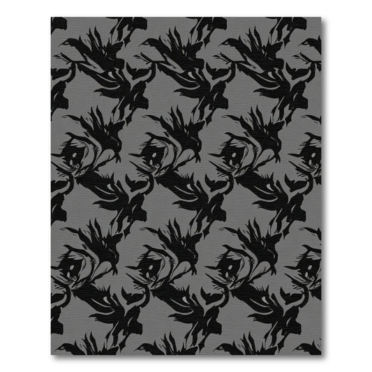 Bold Black Abstract Flame Rug