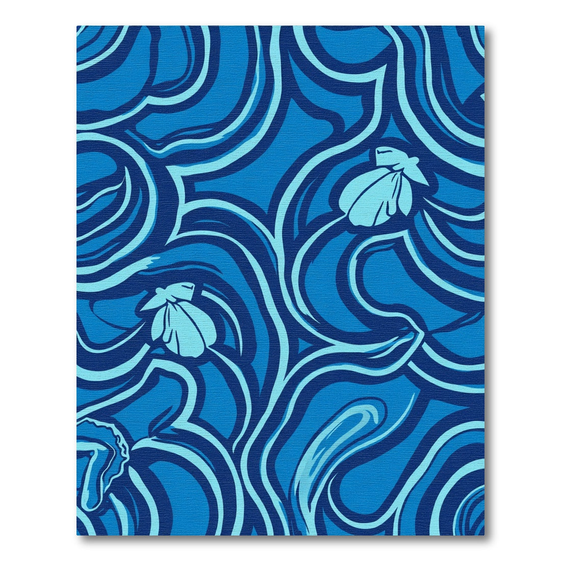 Oceanic Blue Abstract Floral Swirl Rug