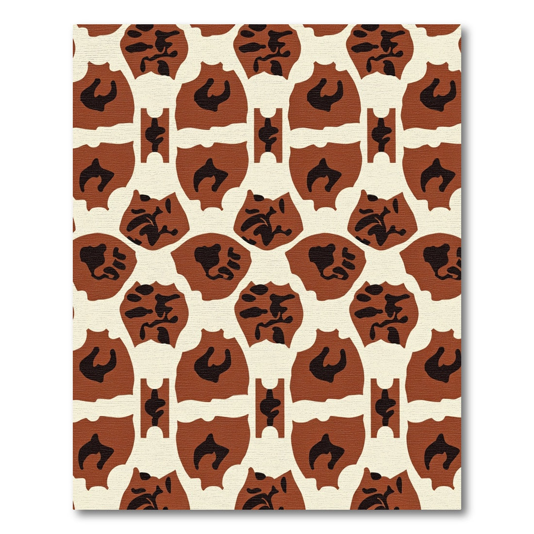 Terracotta Black Organic Abstract Shape Rug