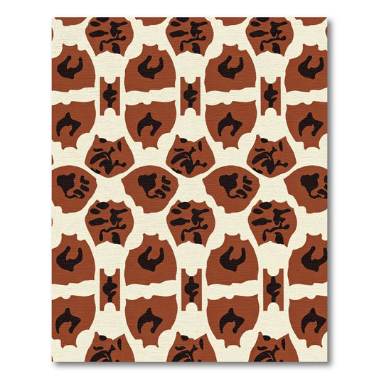 Terracotta Black Organic Abstract Shape Rug