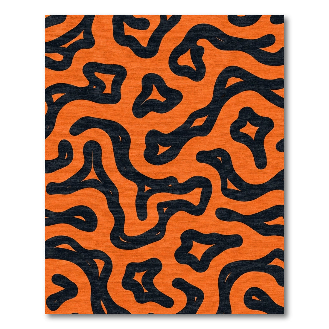 Orange Black Abstract Line Art Rug