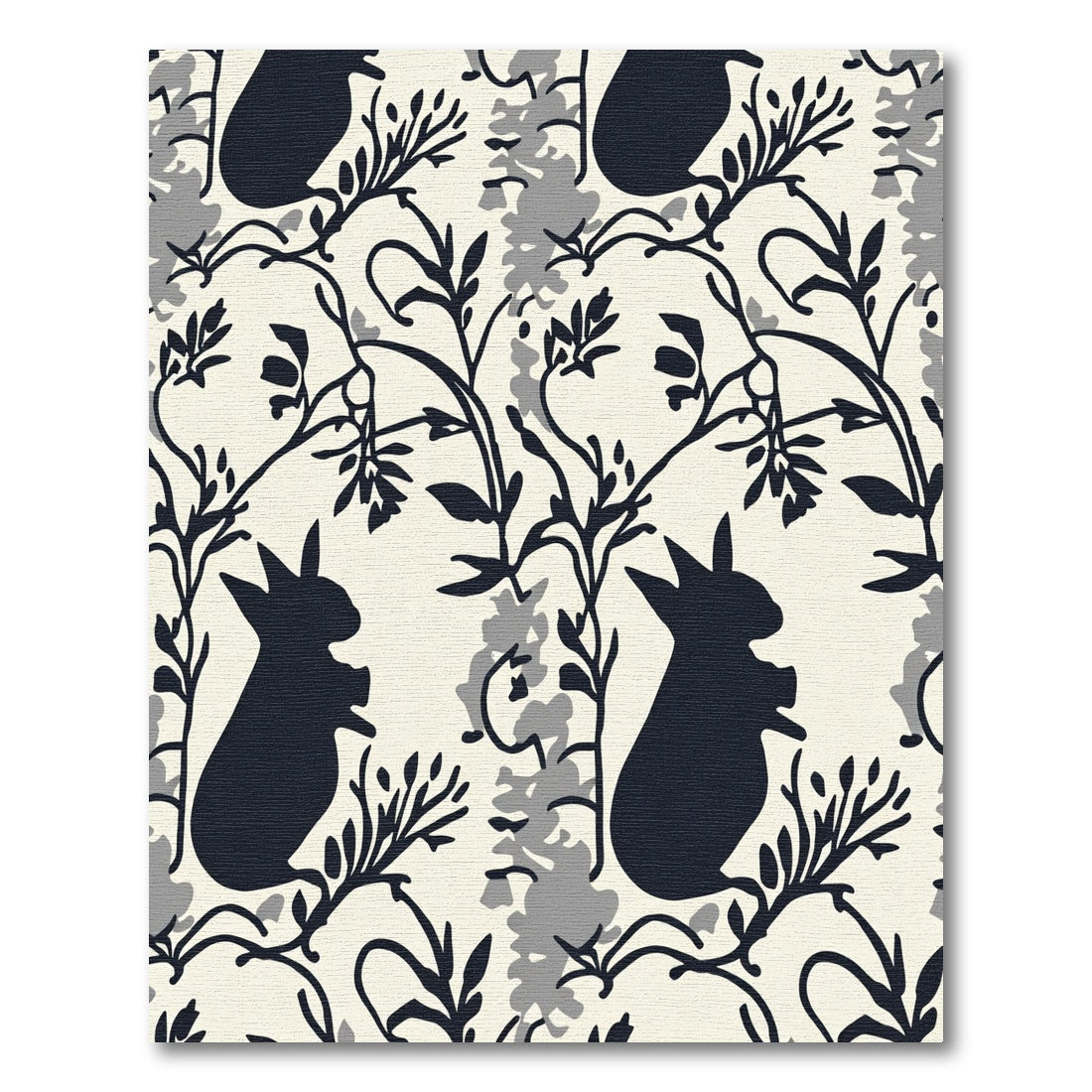 Dark Bunny Floral Cream Background Rug