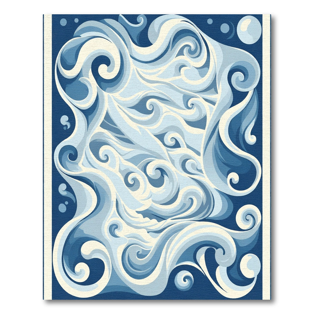 Vibrant Blue White Swirling Ocean Rug