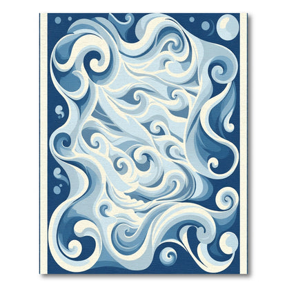 Vibrant Blue White Swirling Ocean Rug