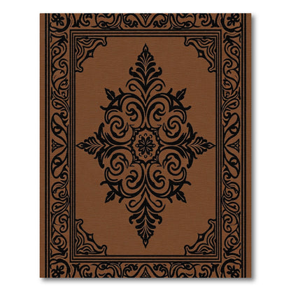 Brown Black Ornate Medallion Border Rug