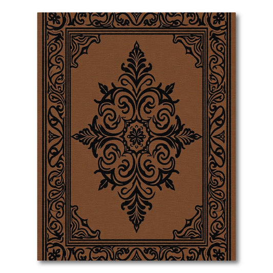 Brown Black Ornate Medallion Border Rug