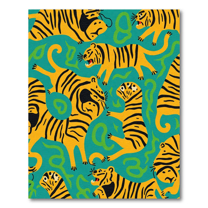 Yellow Tiger Stripes Teal Jungle Rug