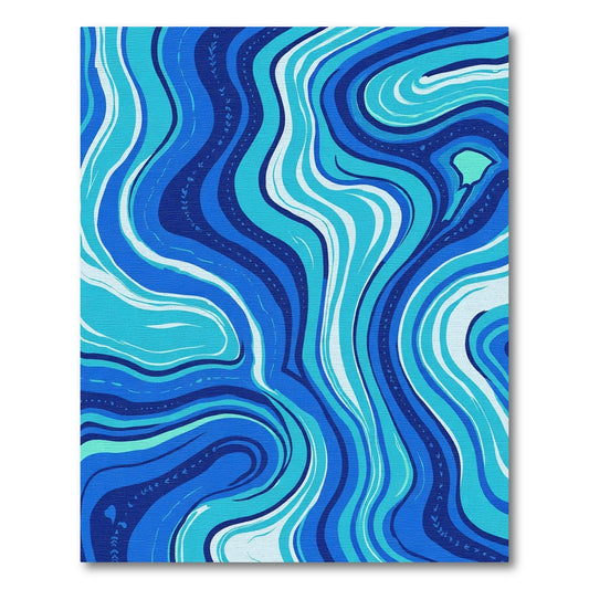 Deep Blue Teal Swirl Abstract Rug