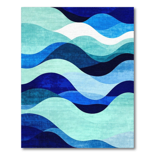 Teal Navy Overlapping Wave Rug