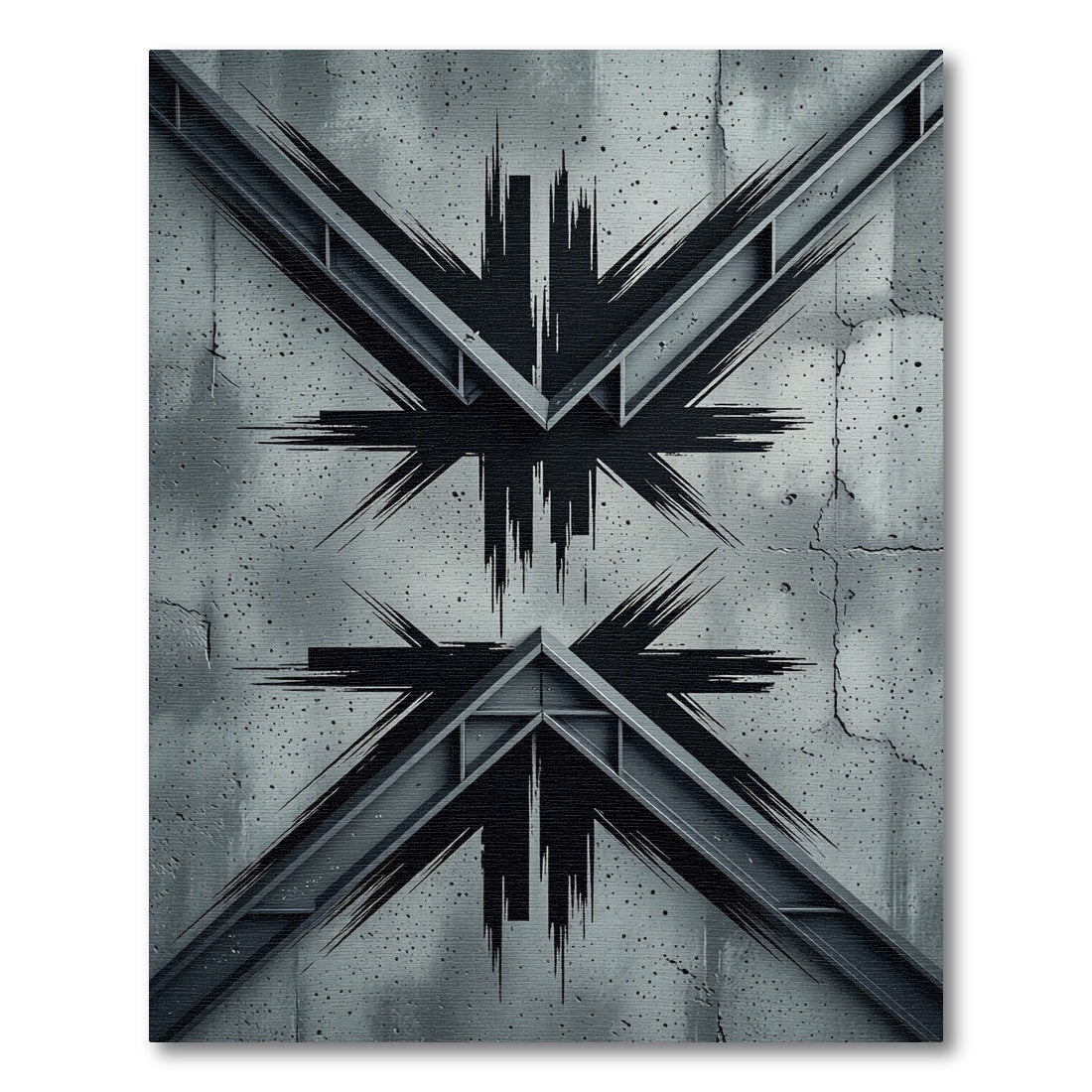 Monochrome Jagged X Geometric Rug
