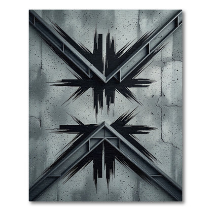 Monochrome Jagged X Geometric Rug