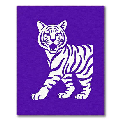 Vibrant Purple Tiger Roaring Rug